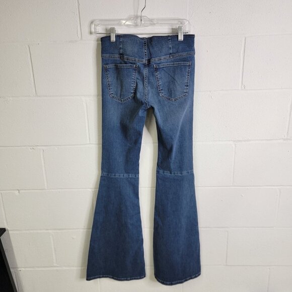 Free People Penny Pull On Flare Denim Jeans Womens 26 R Hippie Boho Trendy 70s - Picture 3 of 12